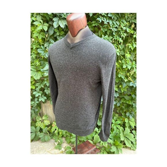H&M Men's Slate Grey Pullover Sweater V-Neck Fine Knit 100% Cotton Sz M - Picture 8 of 8